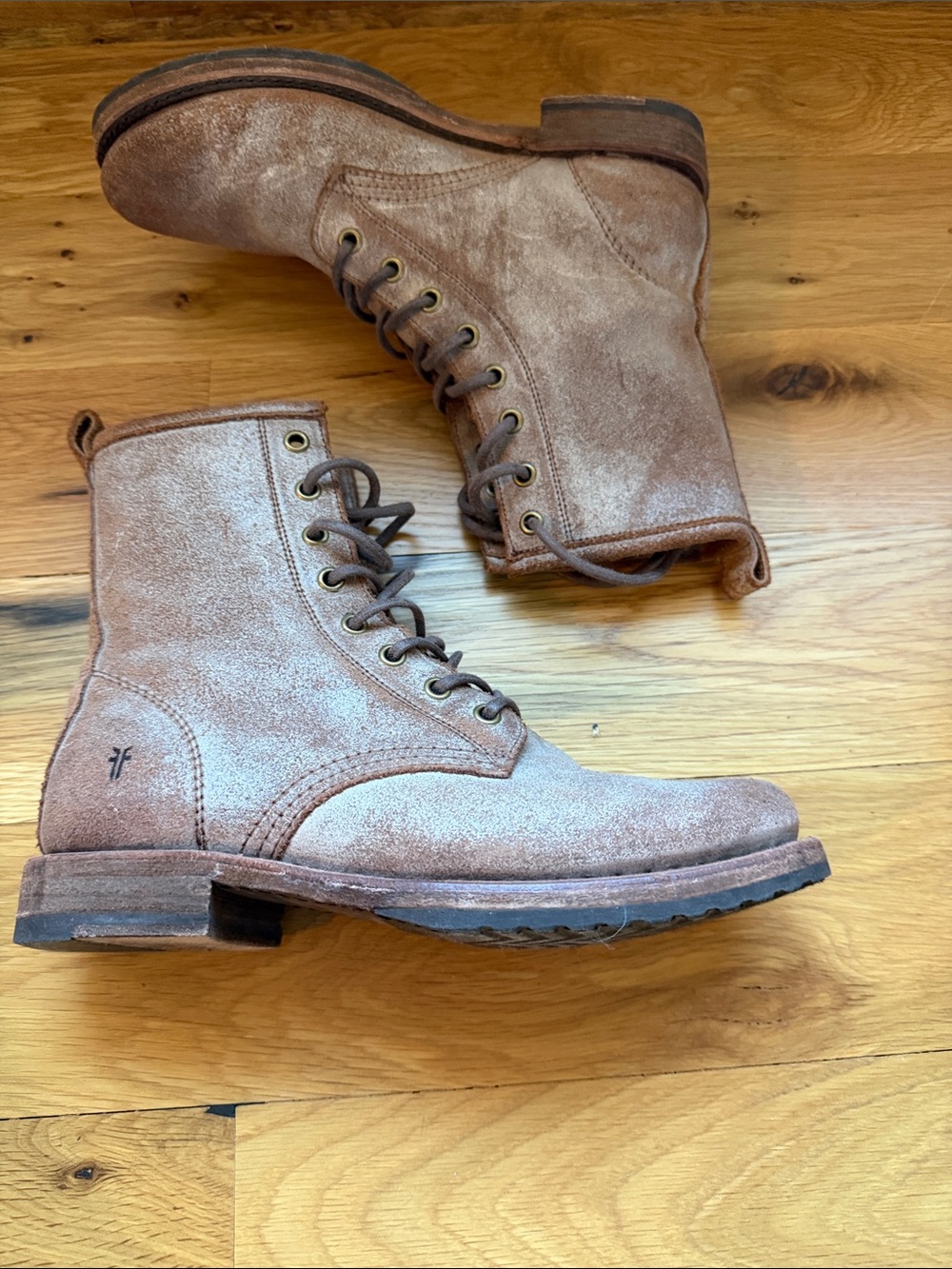 Frye Brown Suede Lace-Up Combat Boots - Picture 5 of 8